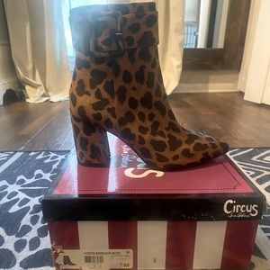 Leopard print booties